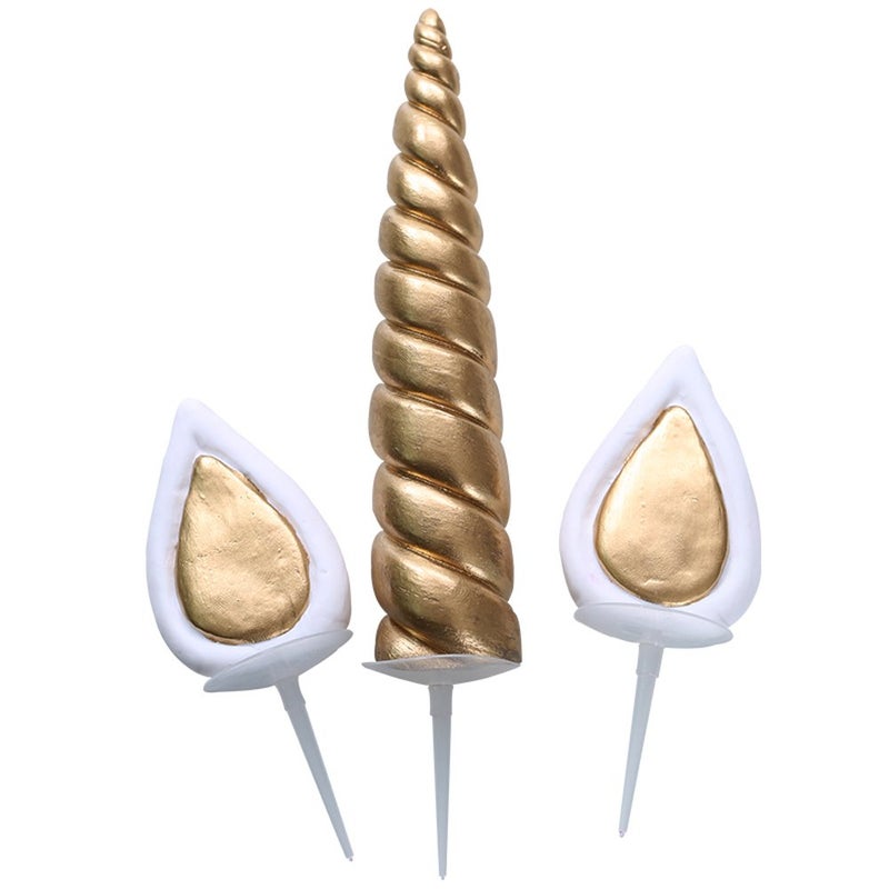 Yashell Unicorn Cake Topper, Reusable Gold Unicorn Horn, Ears and Eyelashes Party Cake Decoration Value Set for Unicorn Party Decoration for Baby Shower, Wedding and Birthday Party(Set of 5) - Image 2